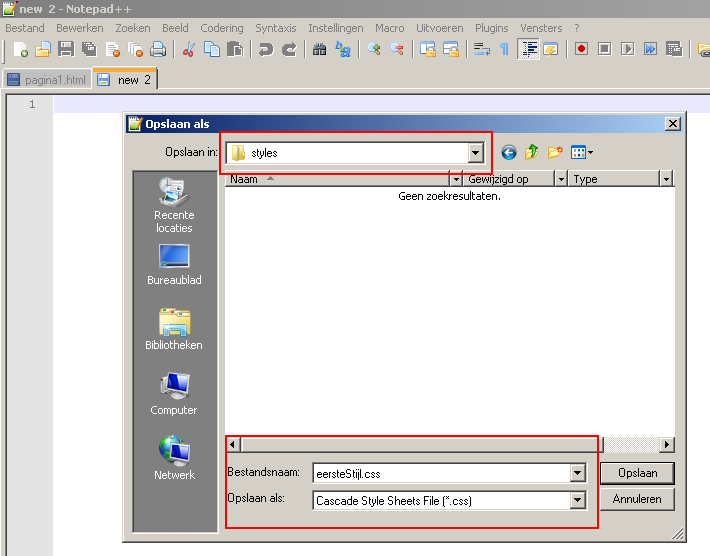 4 Styles We laten nu HTML even schieten en gaan ons nu bezighouden met de opmaak. Hier gebruiken we CSS voor. Extern Stijlblad We maken nu een extern stijlblad.