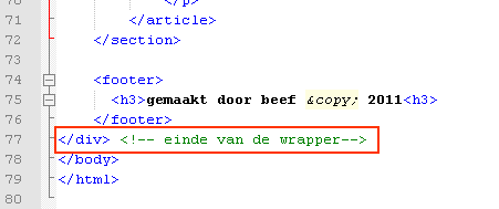 Internet explorer werkt alleen maar met de nieuwe tags zoals article, nav, section en footer vanaf internetexplorer 9. Versie 8 gaat al over zijn nek van deze nieuwe html5 tags.