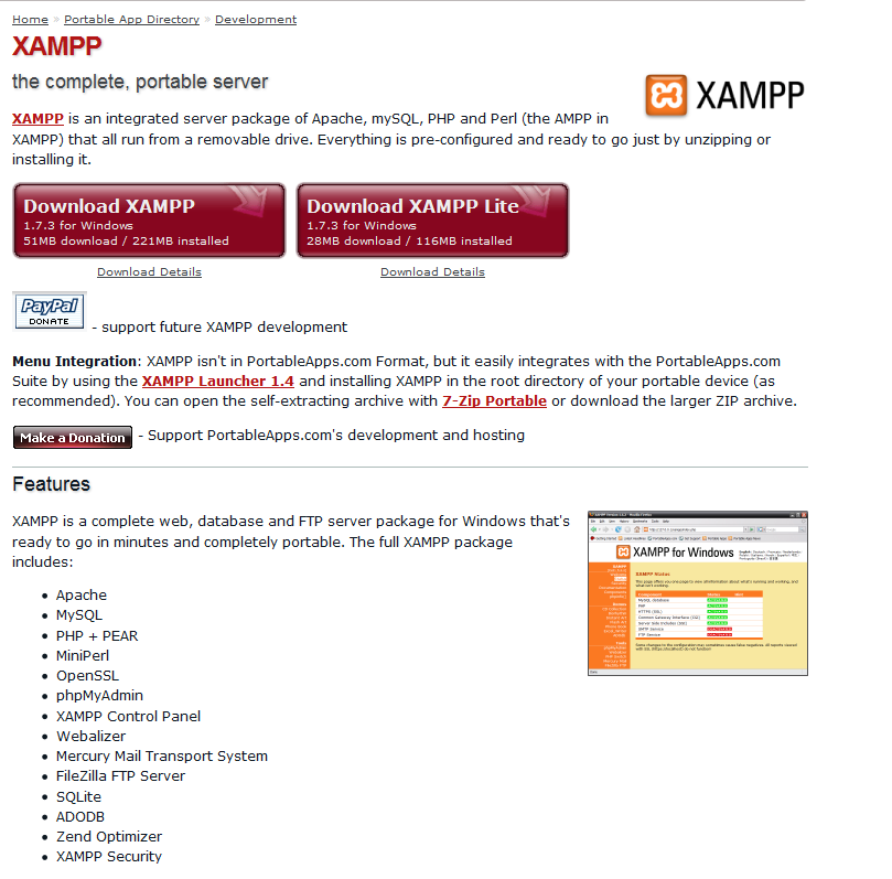 3. Installatie Xampp Download van Xamp: http://portableapps.