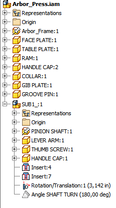 Shortcuts / Demote components Demote: Creëert een subassembly van de geselecteerde