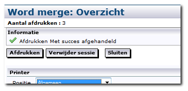 Nadat u de printopdracht bevestigd heeft door op OK te klikken, wordt de opdracht direct naar de printer verstuurd. Klik op OK.