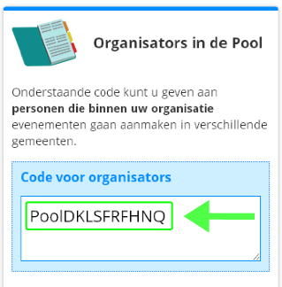 5 Neem de code over en verstrek deze aan de mede-organisators die u wilt uitnodigen. Dit kunt u bijvoorbeeld doen per e-mail.