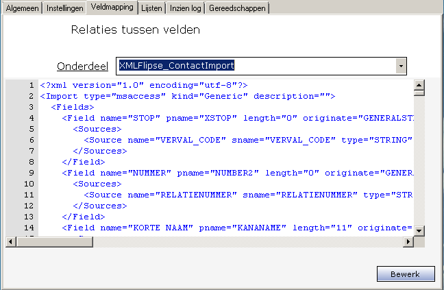 5.3 Field mapping AC-DataLink bestaat naast software uit een aantal configuratie bestanden. Een aantal van deze configuratie bestanden zijn van het type XML.