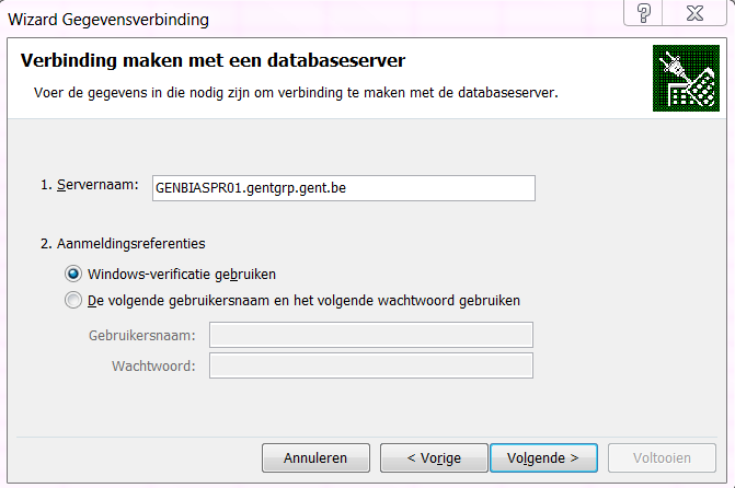 2.3 Verbinden met een kubus 1 Open Excel Figuur 3: Excel in Start Menu 2 Ga naar Gegevens Van andere bronnen Van Analysis Services Figuur