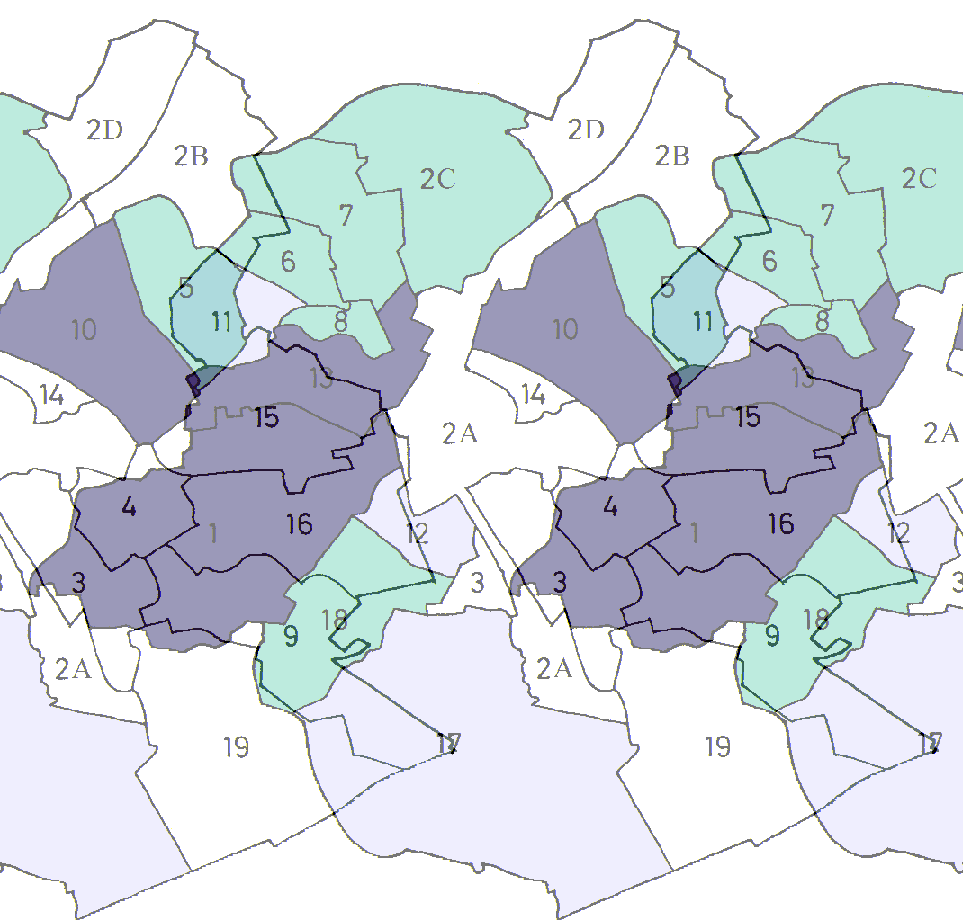 ALGEMENE VERRICHTINGEN SPREIDING PER GEMEENTE VAN DE HYPOTHECAIRE LENINGEN TOEGEKEND IN 2011 (in percentages) dan 2 % van 2 tot dan 4 % van 4 tot dan 10 % 10 % en meer 1 = Anderlecht 9 = Oudergem 2A