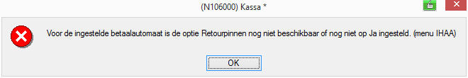 Zo nee, dan verschijnt onderstaande melding: Dit betekent ook dat een gebruiker die het recht heeft om Credit/Pin betaalwijzen uit te betalen, nu een aangepaste melding krijgt, wanneer zij een