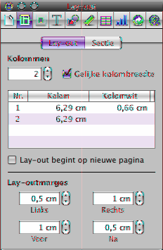 Het infovenster 'Lay-out' openen mm Klik op de knop 'Info' in de knoppenbalk en klik vervolgens op de knop 'Lay-outinfo'. Hiermee opent u het infovenster 'Lay-out'.