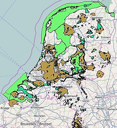 Figuur 104; Bodemgebruik in Nederland, bron: (OpenStreetMap & CBS, 2014) Nederland is als men naar het landgebruik kijkt (zie figuur 104), hoofdzakelijk een agrarisch gebied