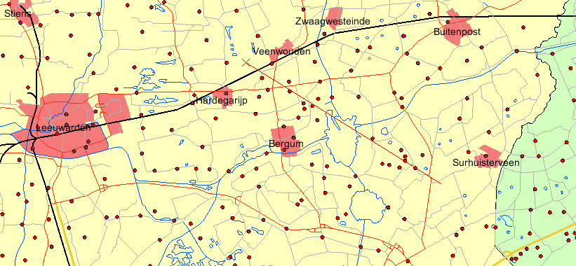 Figuur 115 laat een dwarsdoorsnede zien in het casusgebied, welke is gebaseerd op de boorpunten (rode punten) welke ook op dezelfde kaart te zien zijn.