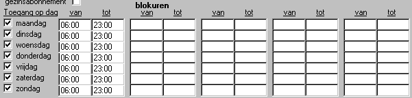 3.2.7 Per aanwezige tijdseenheid Vinkt u het vakje per aanwezige tijdseenheid aan, dan betaald het lid per ingekochte tijdsduur.