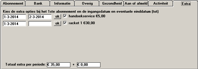 3.4.3.2 Verwijderen van een Toevoeging bij een bepaald lid In het scherm Leden beheer Actieve leden bij het 8 e tabblad Extra kunt u een Toevoeging bij dit lid verwijderen of een stopdatum geven.