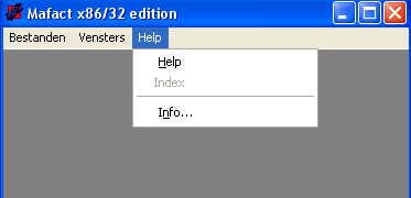Hulp De On line hulpfunctie is gebaseerd op handleiding in PDF-formaat van meer dans 700 pagina. Het bestand ligt in de padnaam op het programma met de naam MAFACTNL.PDF. Info.