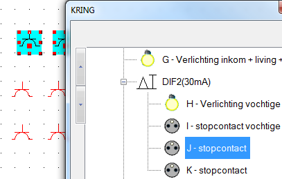 6.1.4) Componenten toevoegen aan een Kring Je hebt enkele componenten aan een Kring J toegevoegd: Je wil de 2 laatste componenten