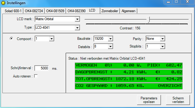 Hoofdstuk 4: Het gebruik van een Matrix Orbital LCD-module Als je de live gegevens niet via het internet of via de monitor wilt bekijken, dan kan dat ook via een Matrix Orbital 4X40 LCD.