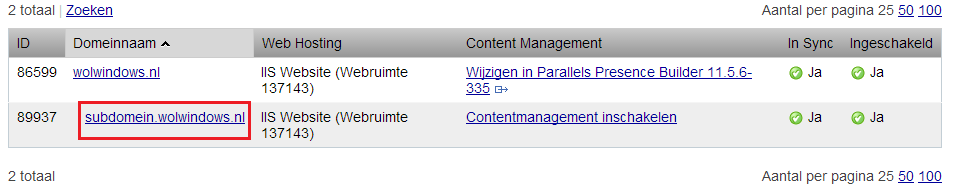 Daarna vult u in het veld Naam subdomein de gewenste naam in. Daarnaast stelt u, net als op uw hoofddomein, hosting in zodat u op uw subdomein een website en webapplicaties kunt installeren.