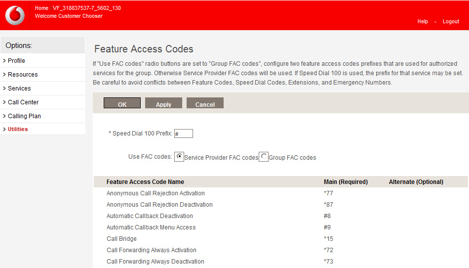 3.6.3. Feature Access Codes Op deze pagina kunt u een overzicht van de Feature Access codes (*-codes) raadplegen.