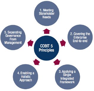 Figuur 1. De 5 basisprincipes van COBIT v5.0. Noden van de Belanghebbende De bestaansreden van ondernemingen is om waarde te creëren voor de eigenaars (Coase, 1937, Penrose, 1959).