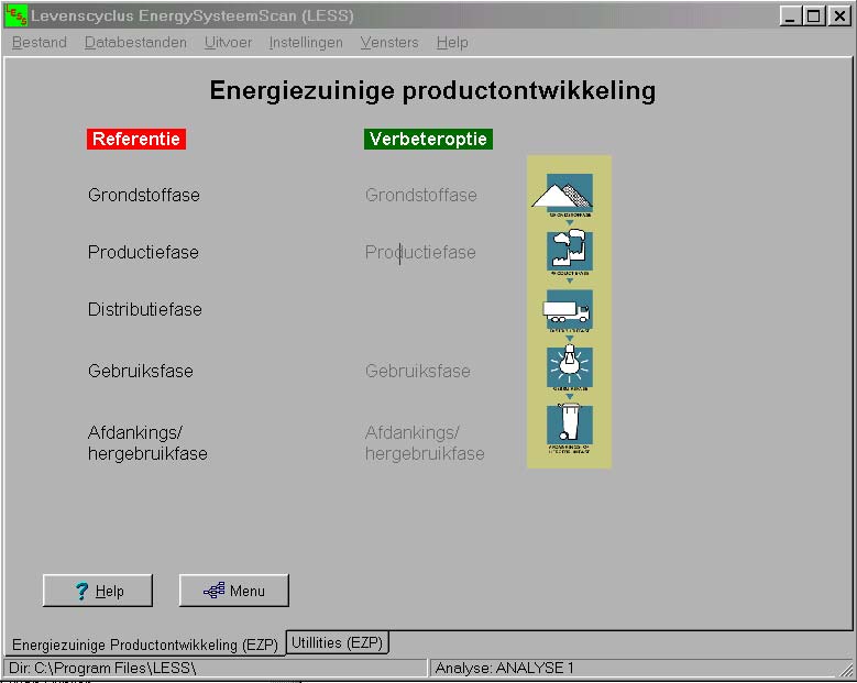 Figuur 26 Energiezuinige productontwikkeling menu A.