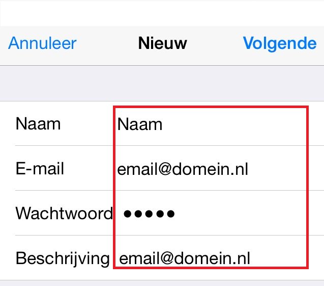 Stap 2 Voeg een nieuw mailaccount toe. Stap 3 Voer hier uw naam of de naam van de mailbox in.