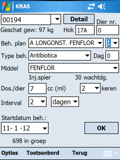 Een behandelplan kan bestaan uit een enkele behandeling, maar ook uit meerdere behandelingen met verschillende diergeneesmiddelen.