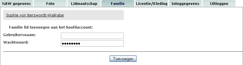 Pagina: Familie beheren Op de pagina familie beheren kunt u een of meerdere leden voor beheer toevoegen aan uw eigen account.