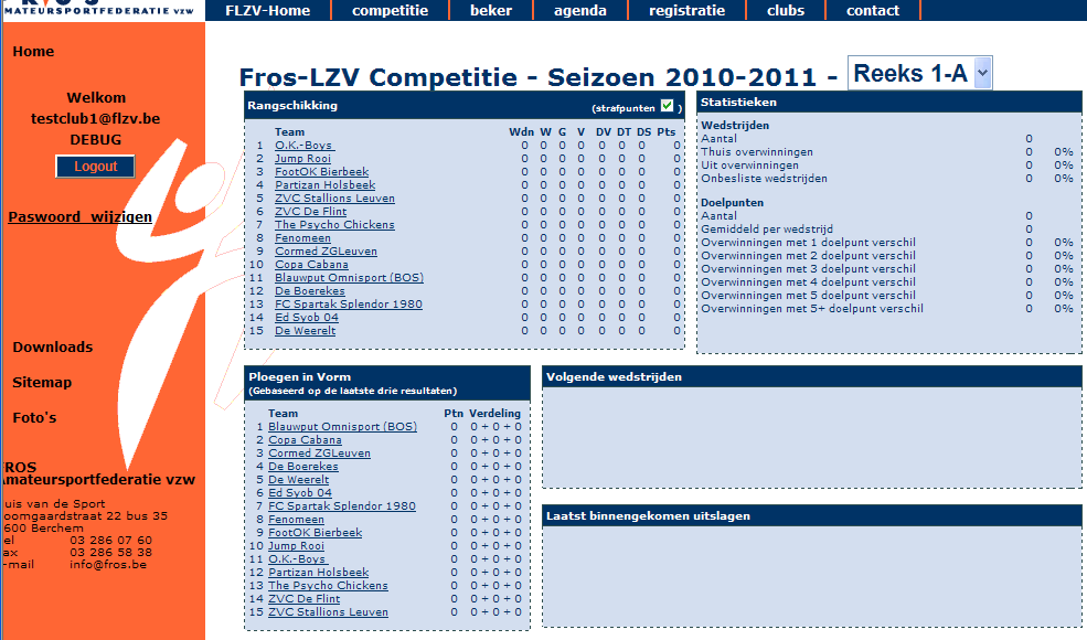 * COMPETITIE BEKIJKEN Via deze link krijgt men een overzicht van de reeks met vermelding van de rangschikking, wedstrijdstatistieken, ploegen in vorm, volgende wedstrijden en laatst binnengekomen