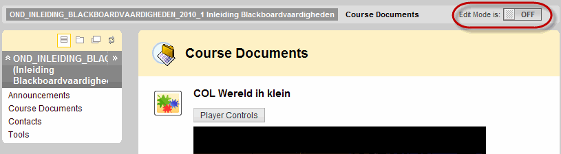 Instructiemateriaal Blackboard 9.1 voor docenten 14 U kunt nu de menunaam hernoemen, verbergen of verwijderen.