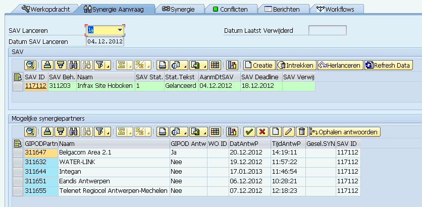 GIPOD fiche synergie aanvraag (1) (2) (3) (4) (5) (6) (7) (1) Mogelijk om aan te geven of er voor dit werk een synergie aanvraag moet worden aangemaakt in GIPOD.