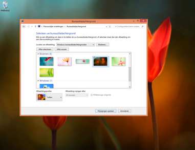 5 Achtergrond van het bureaublad wijzigen U kunt uw bureaublad naar uw eigen smaak inrichten door de achtergrond van uw bureaublad te veranderen.