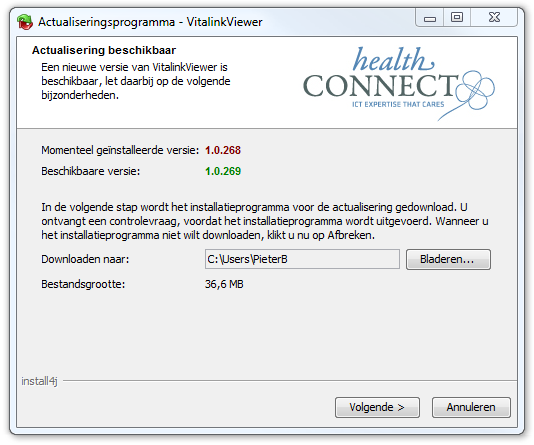 4 UPDATES Na succesvolle installatie van de Vitalink Medication Viewer zullen