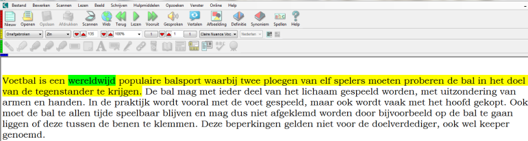 Ben je in een Vreemde taal bezig, dan verschijnt automatisch het woordenboek waarmee je naar het Nederlands kunt vertalen.