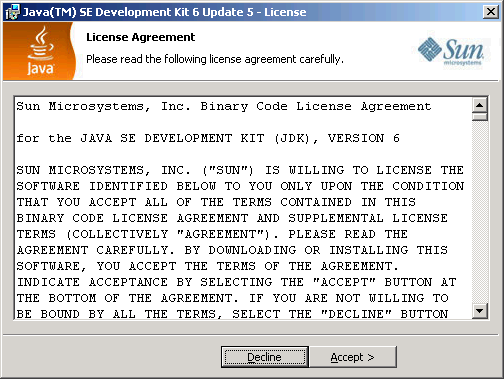 Installatie van de benodigde software Installatie van Java JDK Open de net gedownloade JDK installatie file.