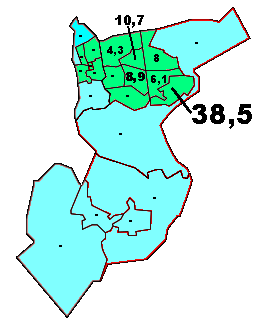 waarvan er één zelfs in het centrum ligt, en het grotere bedrijventerrein Schaapsloop in het westen van Valkenswaard.