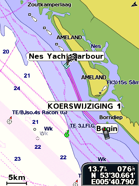 Waarheen? 4. Druk op SELECT. Herhaal deze stap om meer koerswijzigingen toe te voegen. 5.