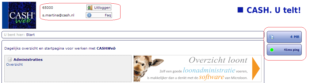 Algemeen Via de CASHWeb-portal is het mogelijk om een aantal zaken op te starten die te maken hebben met uw online administratie.