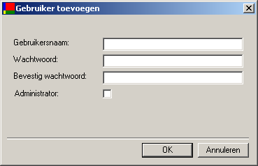 6.4.2 Gebruiker toevoegen Dit hoofdstuk geeft u de mogelijkheid om een nieuwe gebruiker toe te voegen. Figuur 6.128 Admin Gebruiker toevoegen - Startscherm Geef de gegevens van de nieuwe gebruiker in.