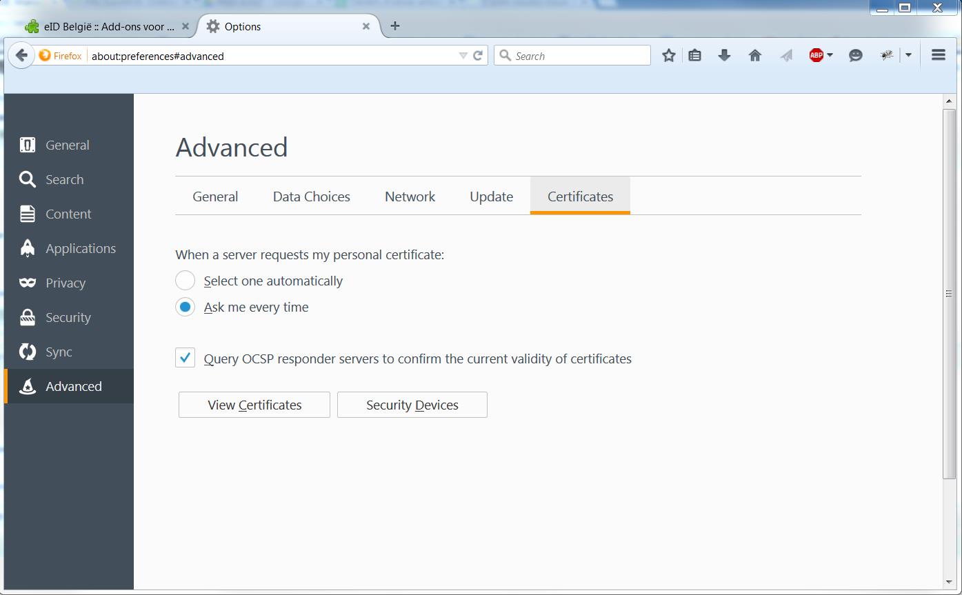 5. Herstart Firefox Stap 2: Configureer de Belgium Root certificaten in Firefox Opgelet: zorg dat uw