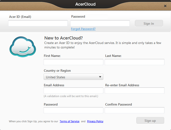 AcerCloud installeren Dubbelklik op het pictogram AcerCloud en dubbelklik daarna op AcerCloudSetup. Volg de instructies om AcerCloud te installeren.