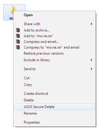 Doe een van de volgende dingen om ASUS Secure Delete te starten: In Windows 7: Klik op het bureaublad van Windows op de snelkoppeling ASUS Secure Delete Klik op Start > All Programs (Alle