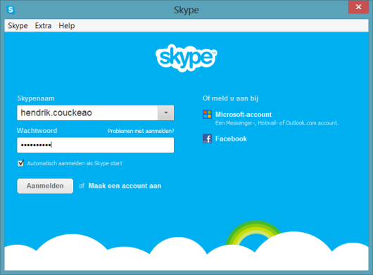 Stap 2. Inloggen in Skype Als het installatieproces is afgerond, krijg je een inlogscherm. Indien je al een Skypeaccount hebt, dan kan je onmiddellijk inloggen. Log in en ga verder met Stap 3.