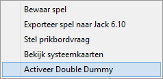 5.3 Activeer Double Dummy Berry s Internet Club Binnen BIC is er ook extra functionaliteit door de koppeling. In de gameviewer heeft u de beschikking over de 'Double Dummy' mogelijkheden van Jack.