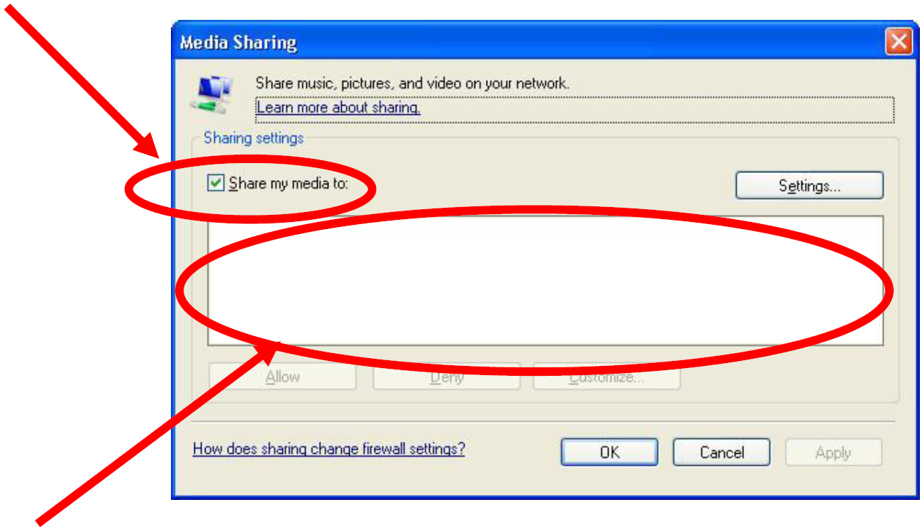 Appendix Stap 1: Media Sharing in Windows Media Player 11 Let op: nadat u Windows Media Player 11 voor Windows XP hebt geïnstalleerd op uw PC en uw Supersound II+ is verbonden met uw netwerk, moet u