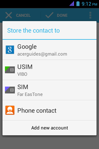 Als er geen contacten op de telefoon zijn opgeslagen, kunt u contacten importeren van uw Google-account, simkaart of SD-kaart. U kunt ook nieuwe contacten toevoegen.