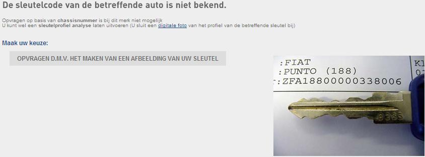 Stap 3/4: Order gegevens Om de order compleet te maken zal het websysteem u nog wat vragen stellen zoals het kenteken van het voertuig en de sleutelcode.