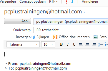 In een apart venster leest u het bericht Windows Live Hotmail Druk in uw werkbalk op de knop: Een nieuw venster wordt geopend.