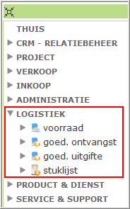 De programmagroep Logistiek De programma s Voorraad, Goederenontvangst en Goederenuitgifte bevinden zich in de programmagroep Logistiek Vervolgens dient u ieder programma in te richten (indien dat al