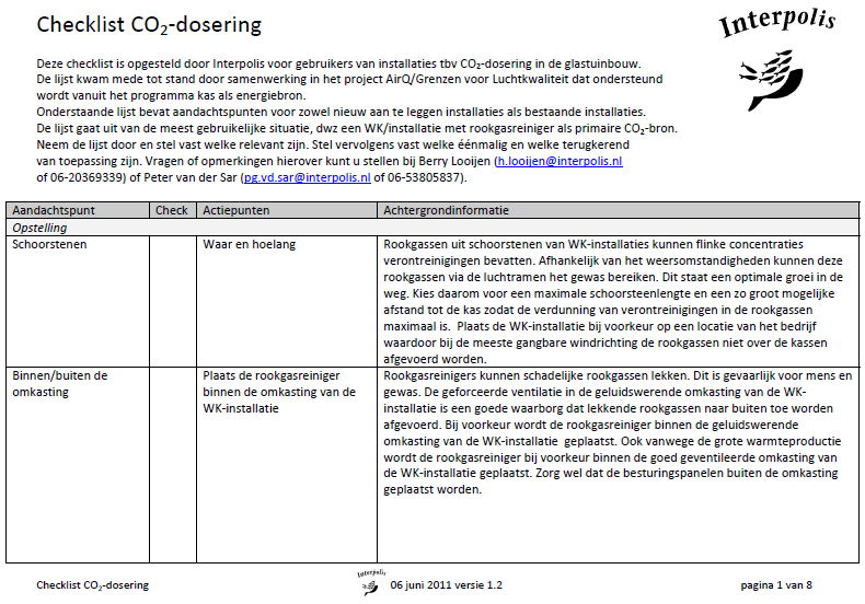 Appendix IV. CHECKLIST CO 2 -DOSERING Bron: www.