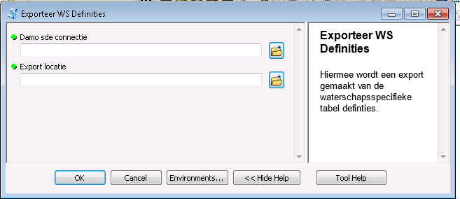 Index exporteren en importeren. Deze scripts staan in toolbox 'DamoApplicatieBeheer.tbx', die je vanuit installatiemap 'sde' in ArcMap kunt laden. 5.