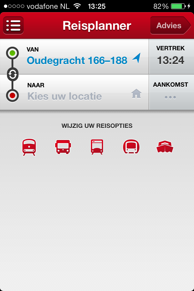 Veolia De Veolia-app ziet er precies hetzelfde uit als de GVB app, deze werkt dan ook precies hetzelfde.