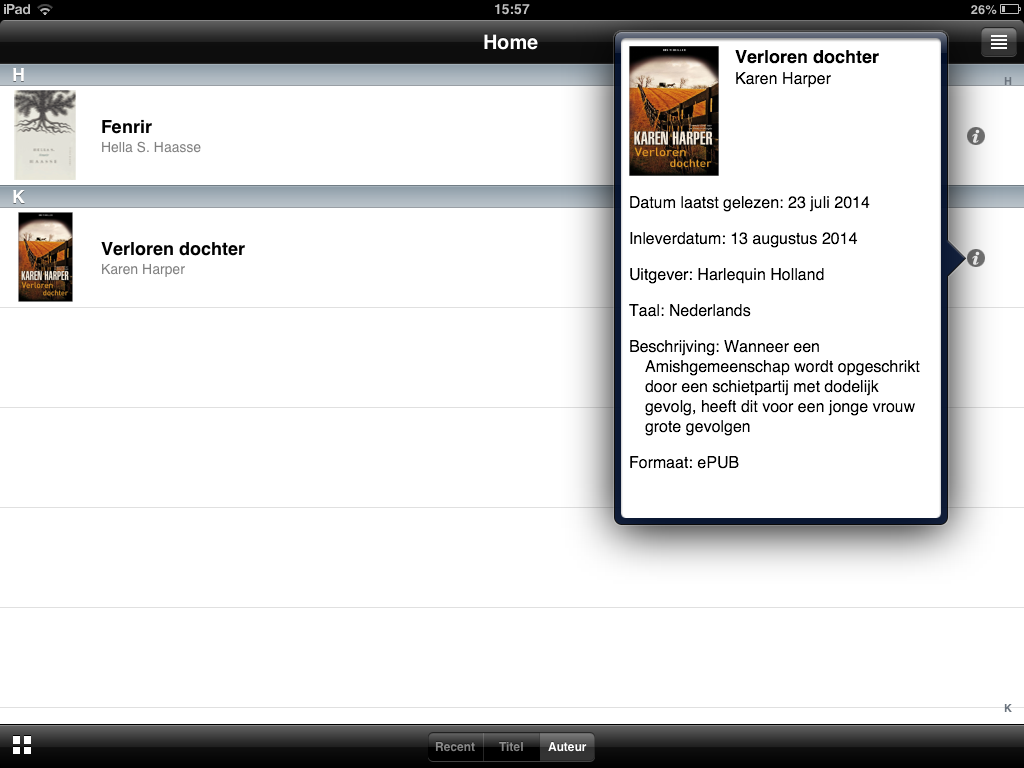 Om nieuwe titels te kunnen lezen, zult u de titels eerst via internetverbinding moeten toevoegen aan uw boekenplank en vervolgens openen in uw app (door te verversen).